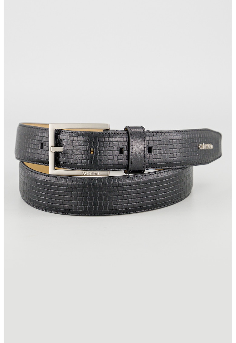 Curea de piele cu logo - Negru