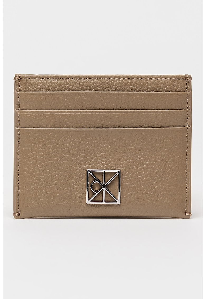 Portcart de piele cu protectie RFID - Maro taupe