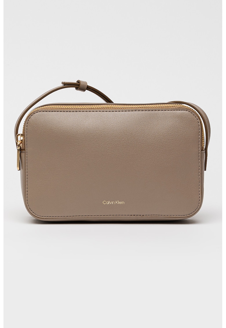 Geanta crossbody de piele ecologica cu bareta ajustabila Foil - Maro taupe