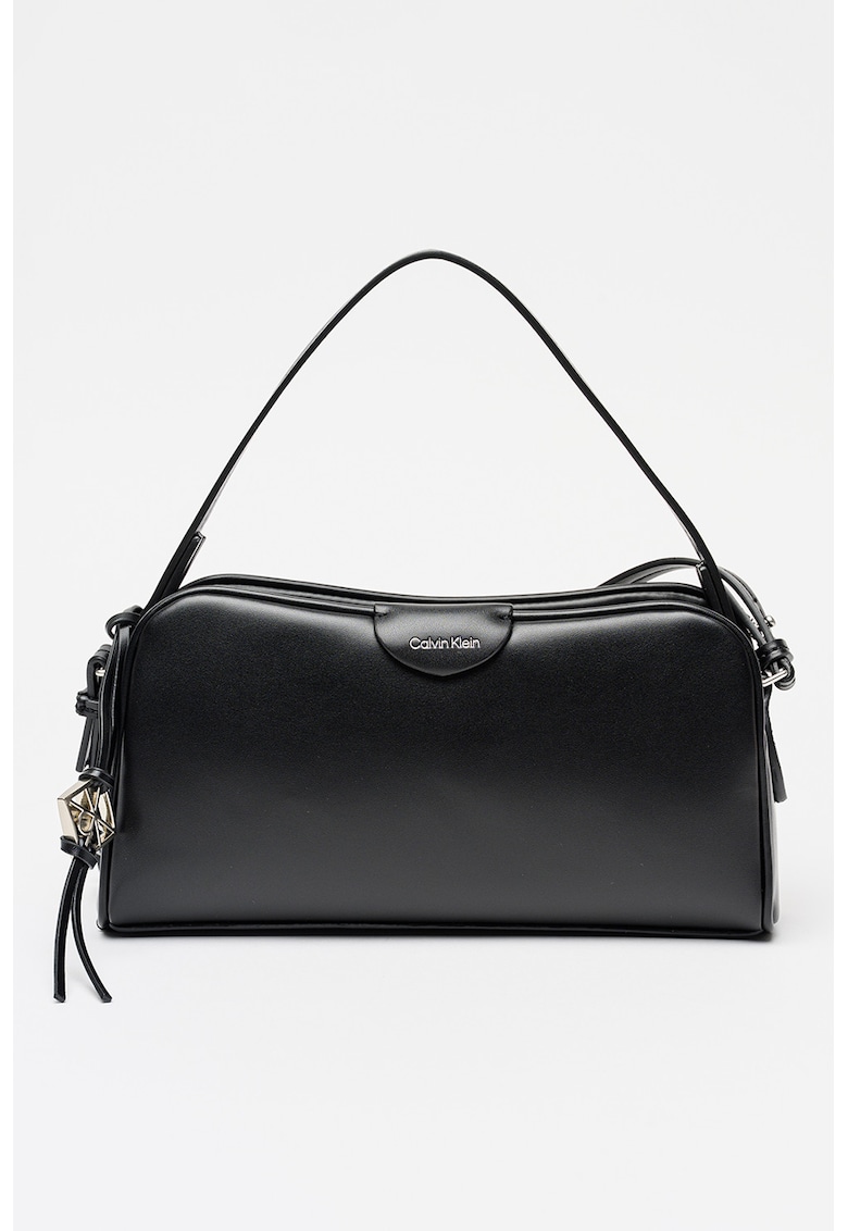 Geanta crossbody de piele ecologica cu bareta ajustabila - Negru