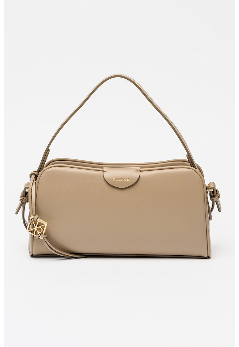 Geanta crossbody de piele ecologica cu bareta ajustabila - Maro taupe