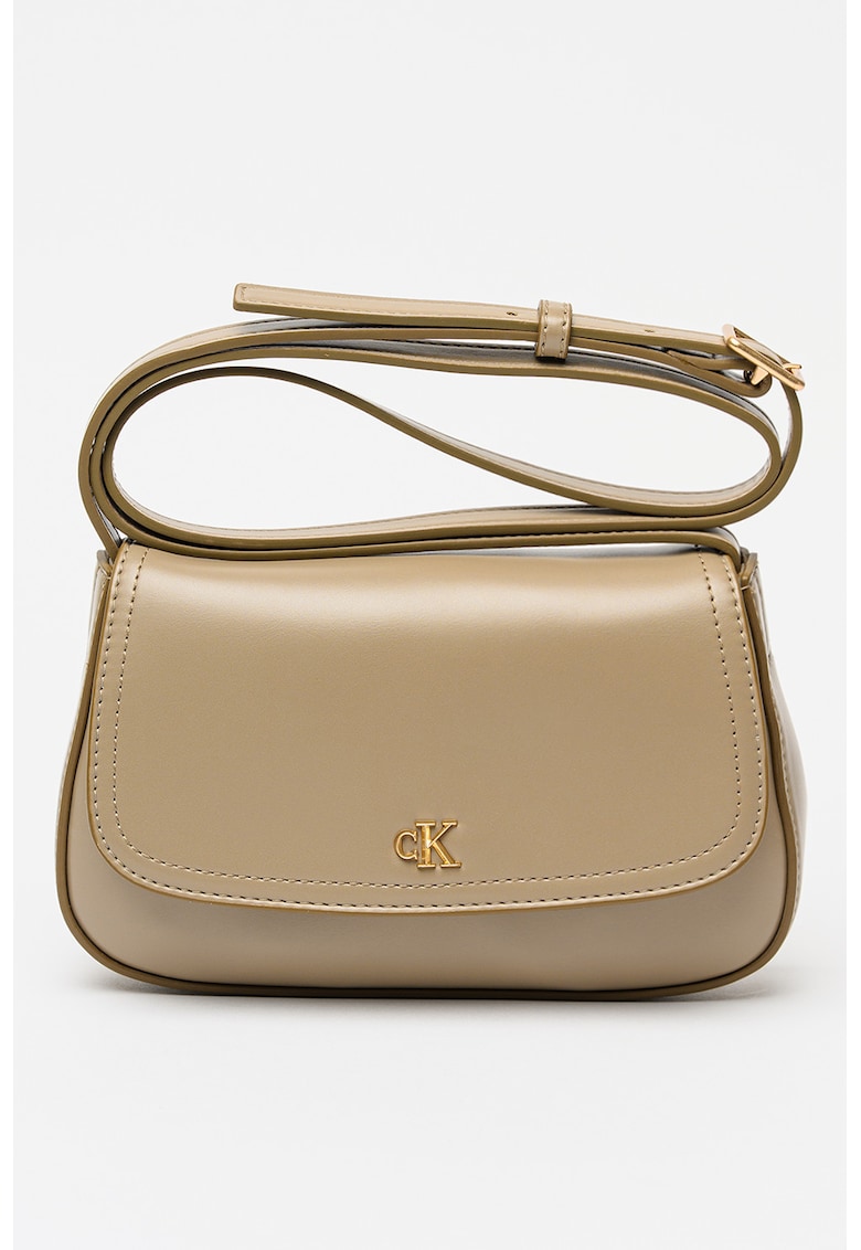 Geanta crossbody de piele ecologica cu bareta ajustabila - Maro taupe