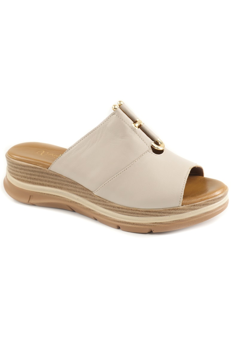 Papuci dama piele naturala D22 S626 - Argintiu