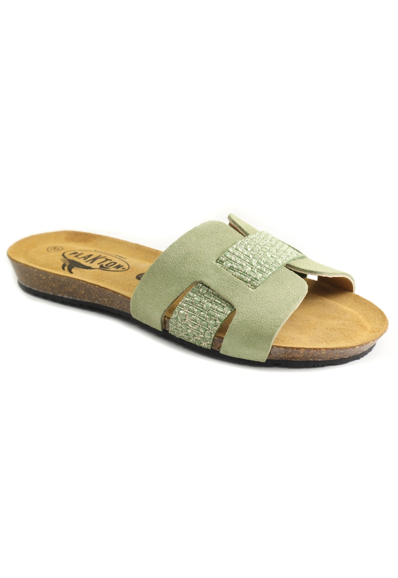 Papuci dama piele naturala 406207 - Verde