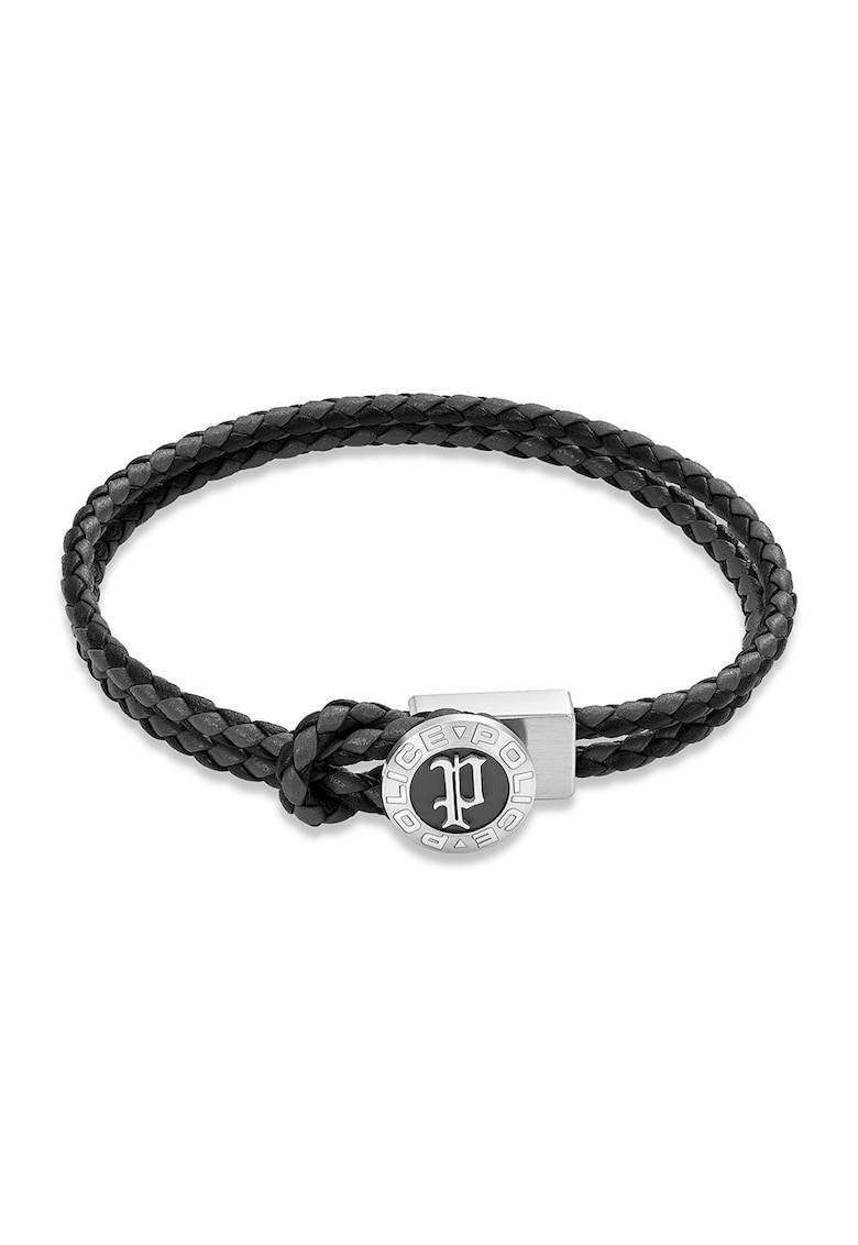 Bratara de piele cu de Negru - Negru antracit/Gri inchis