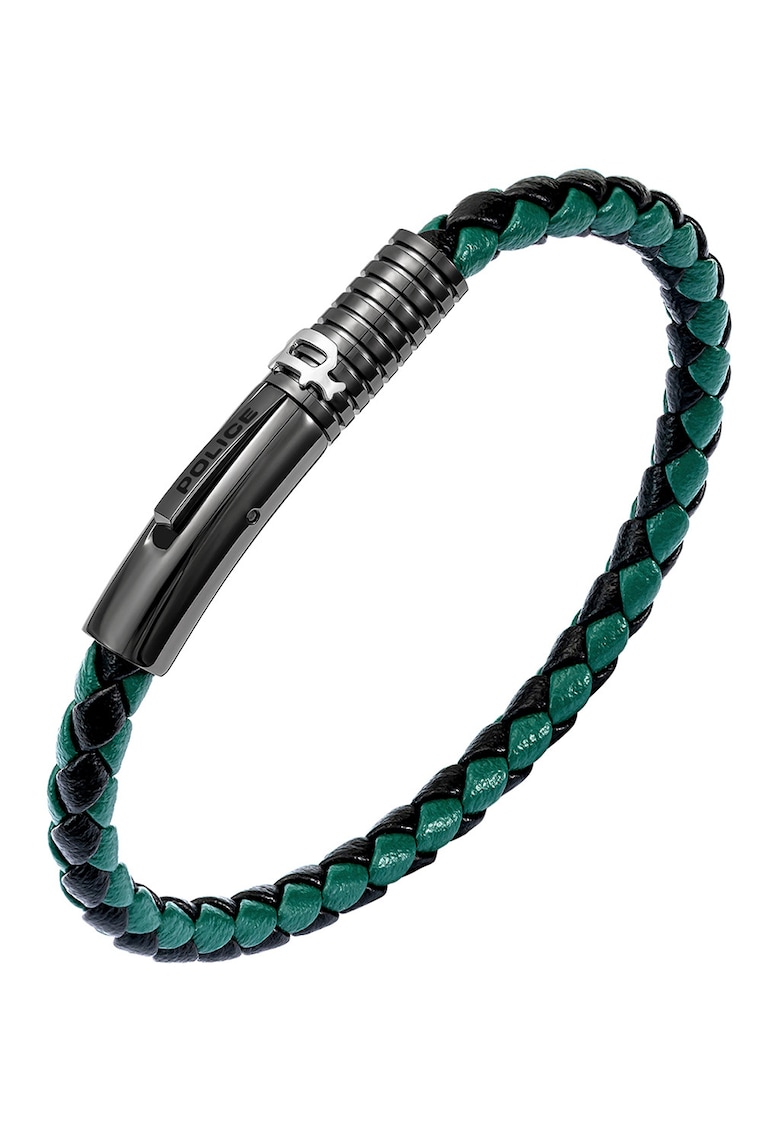 Bratara din piele cu logo Modish Armband - Verde englez/Gri antracit