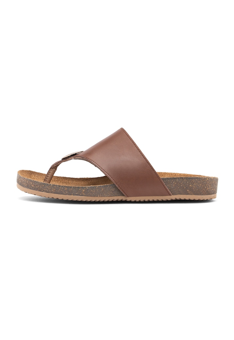 Papuci flip-flop de piele Nelly - Caramel
