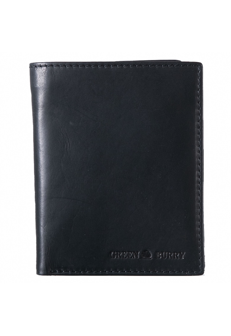 Portofel piele naturală - negru - protecție RFID - 10.5x12.5x2.5cm