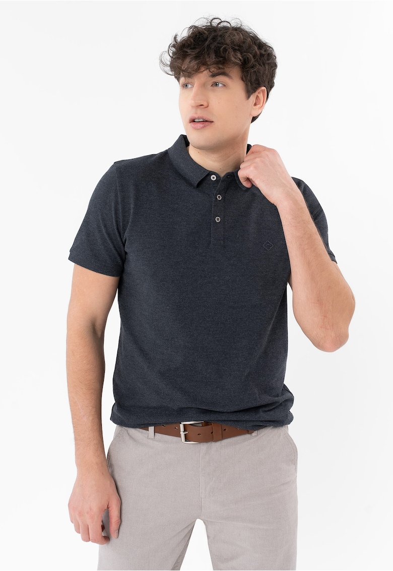 Tricou polo barbati din bumbac - Regular Fit - uni - O-Chase - albastru marin - Albastru marin