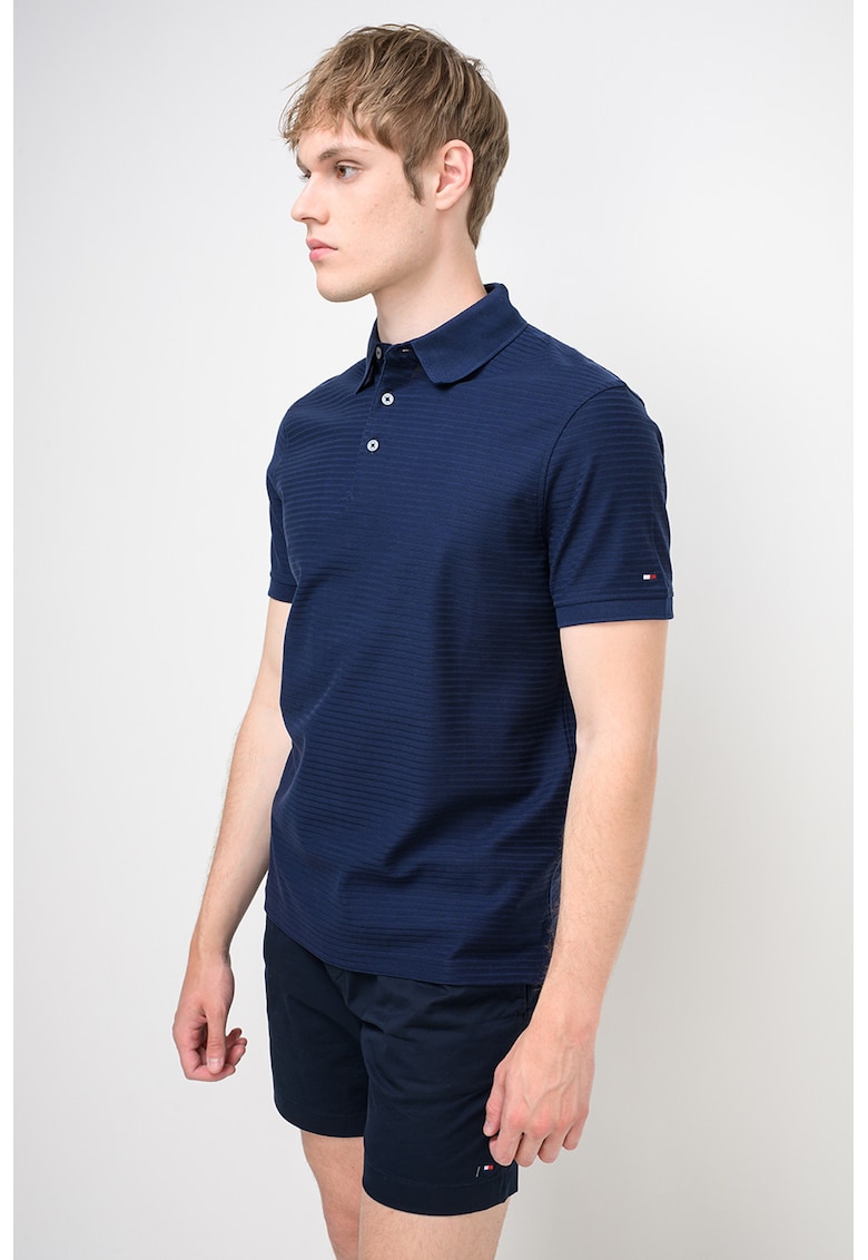 Tricou polo cu aspect texturat Tonal - Bleumarin
