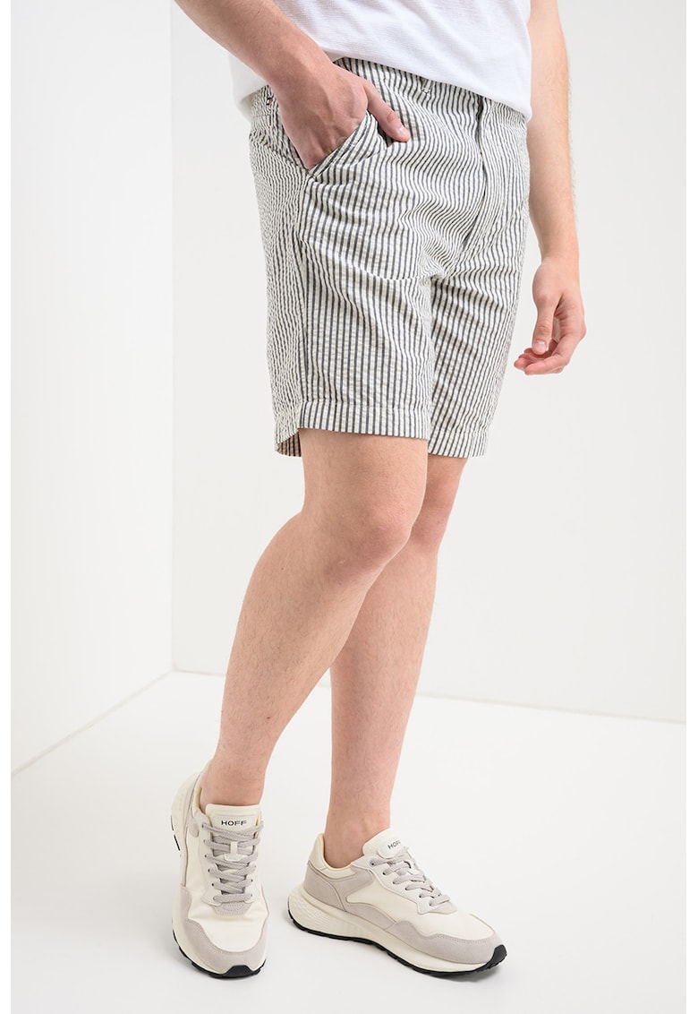 Pantaloni scurti texturati cu model in dungi Dover - Gri deschis/Alb murdar