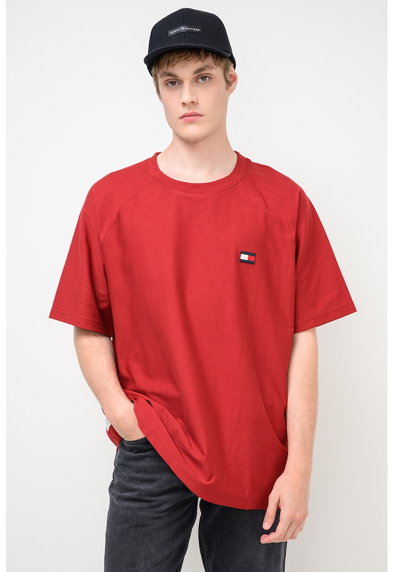 Tricou de bumbac cu maneci raglan si detaliu cu model monograma Elevated