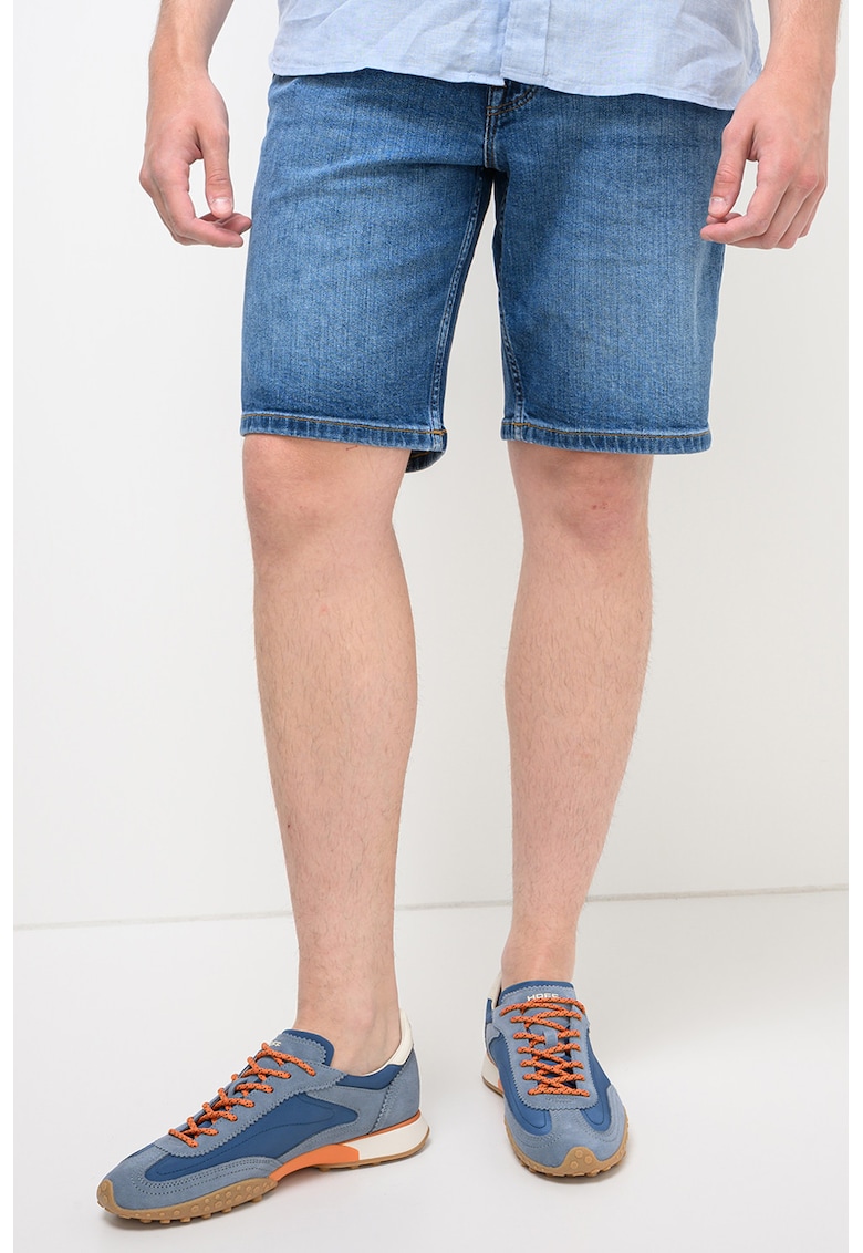 Blugi scurti slim fit Denton - Albastru prafuit