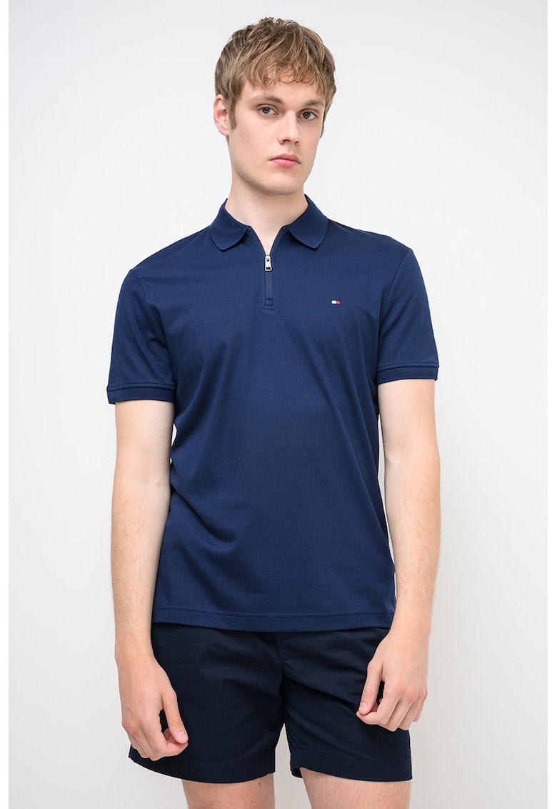 Tricou cu guler polo Interlock - Albastru inchis