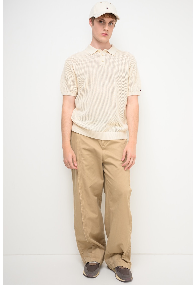 Tricou cu perforatii - Crem
