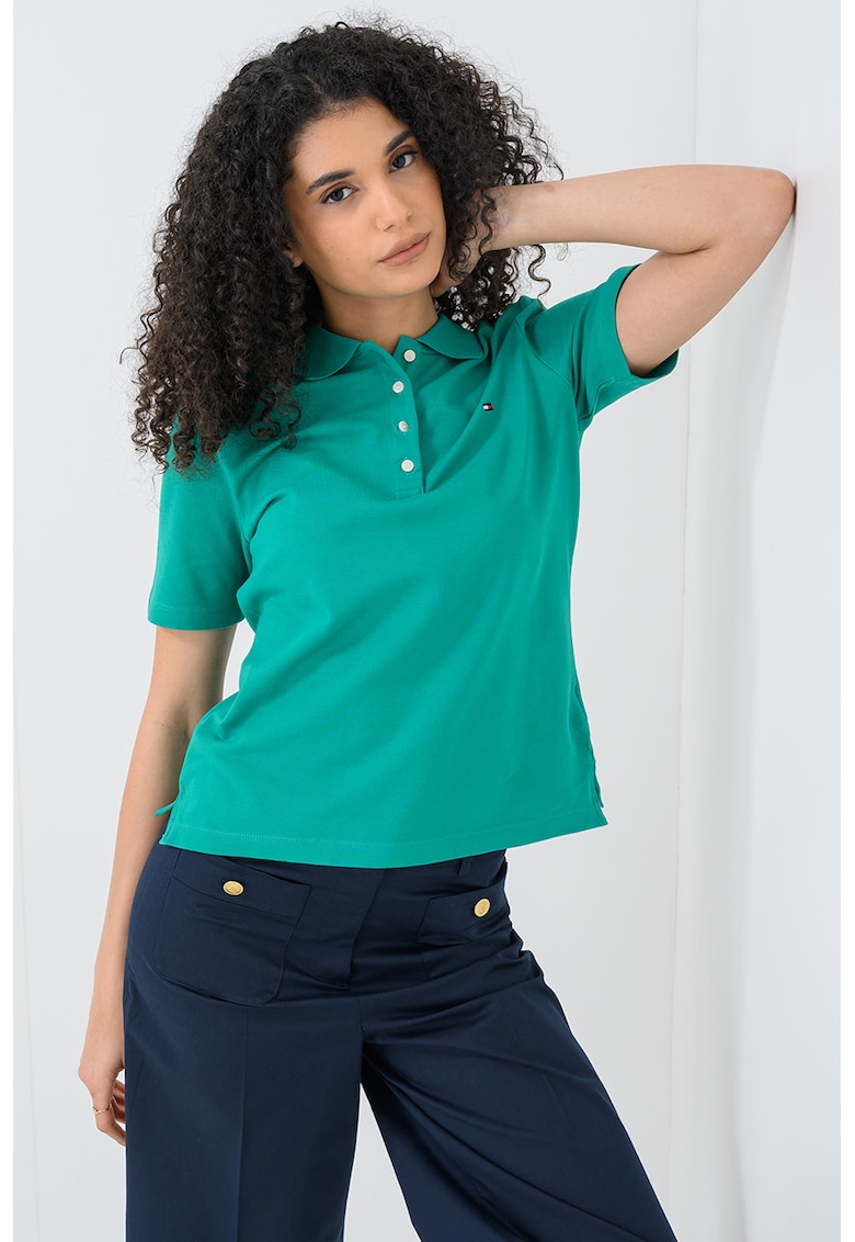 Tricou polo regular fit cu logo discret