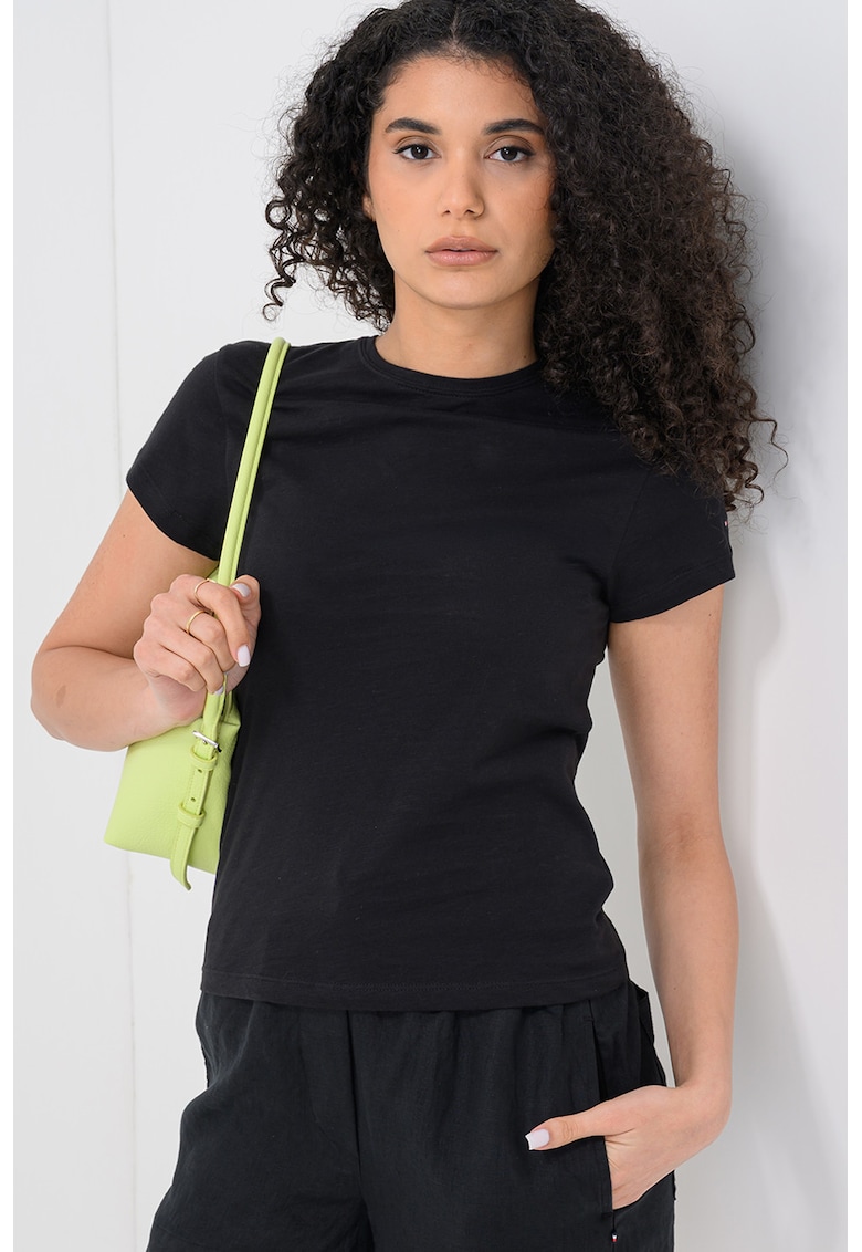 Tricou slim fit din bumbac organic - Negru