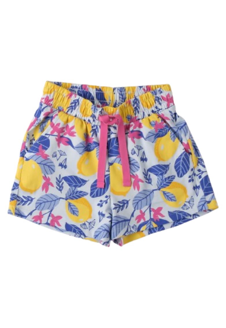 Pantaloni Scurti Fete iDO - din Bumbac Elastic cu Imprimeu Lamai si Flori - Multicolor -