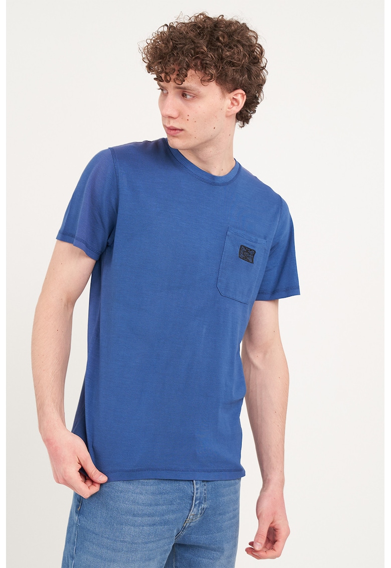 Tricou regular fit cu buzunar aplicat - Albastru inchis