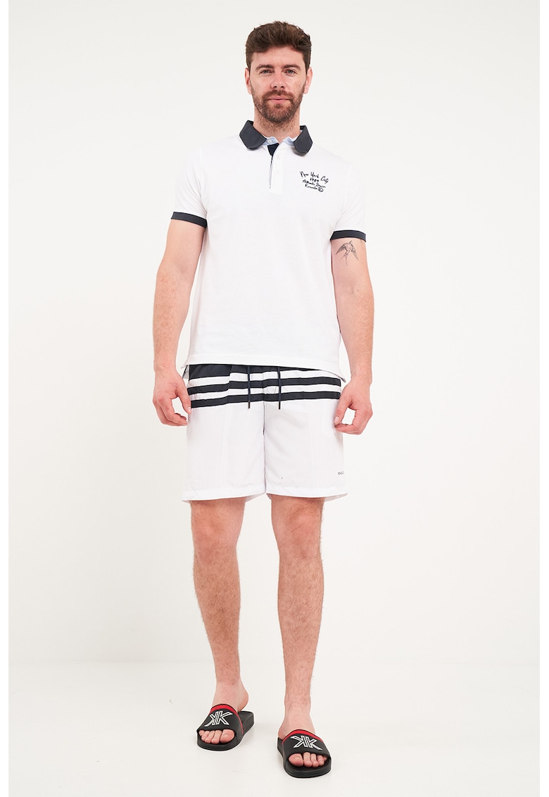 Pantaloni scurti cu dungi - Alb/Albastru ultramarin