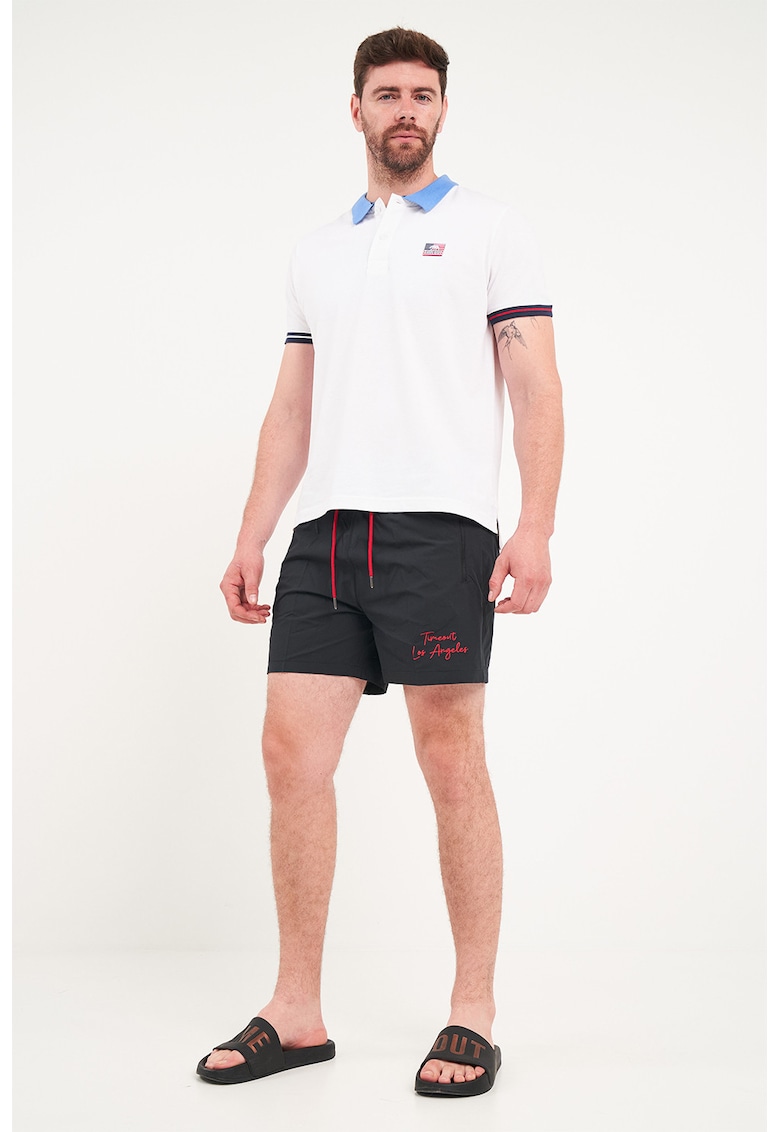 Pantaloni scurti de baie cu logo - Rosu/Negru