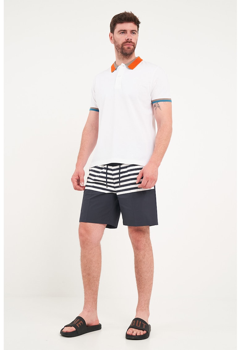 Pantaloni scurti de baie cu dungi - Alb/Albastru ultramarin