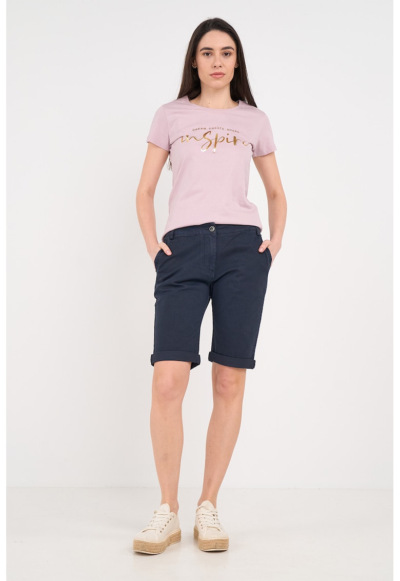 Pantaloni scurti din amestec de bumbac cu buzunare - Albastru ultramarin