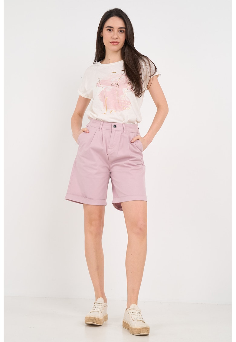Pantaloni scurti cu talie inalta - Lila deschis