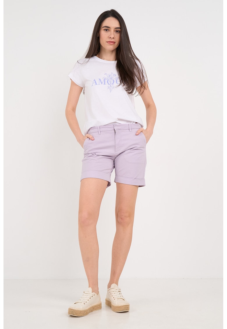 Pantaloni scurti din bumbac cu buzunare - Lila deschis