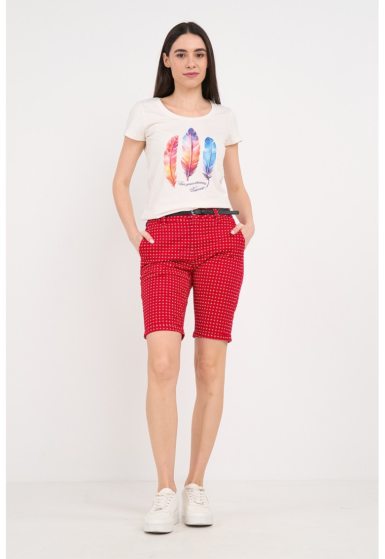 Pantaloni scurti slim fit cu buzunare - Rosu