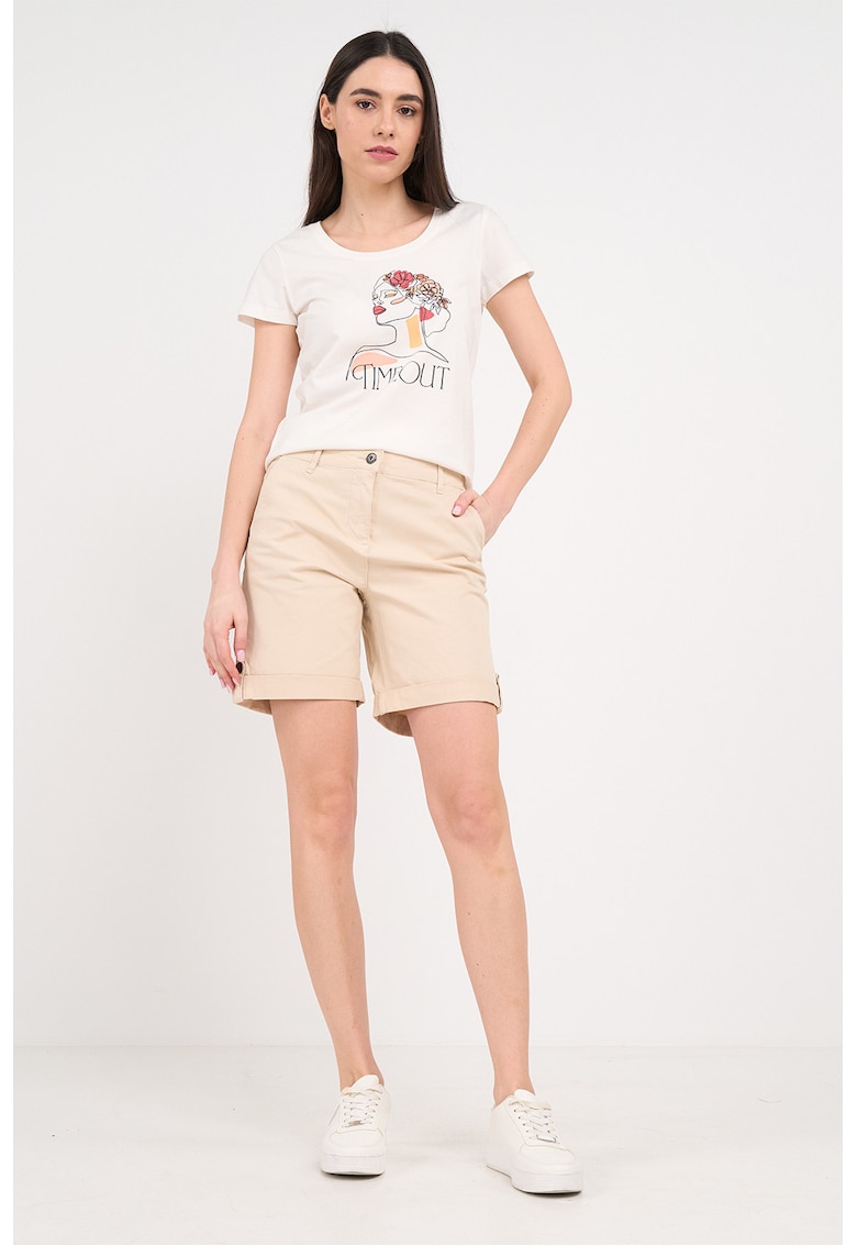 Pantaloni scurti din amestec de bumbac cu buzunare - Bej sampanie