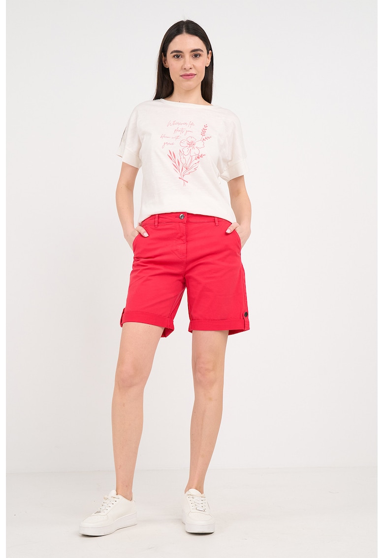 Pantaloni scurti din amestec de bumbac cu buzunare - Roz zmeuriu