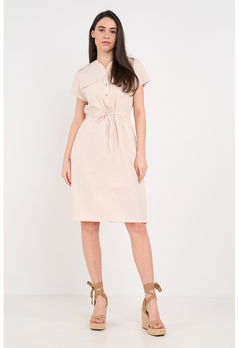 Rochie de bumbac cu buzunare laterale - Bej deschis