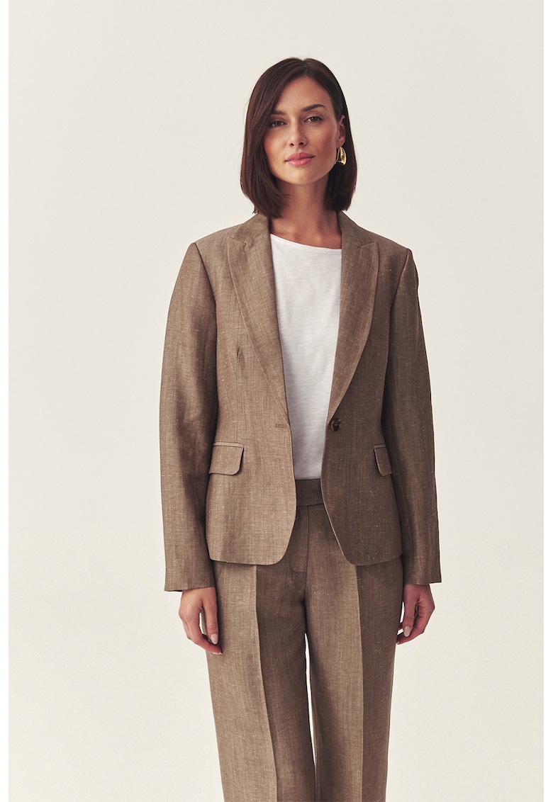 Sacou slim fit din amestec de lana si in Remala - Maro deschis
