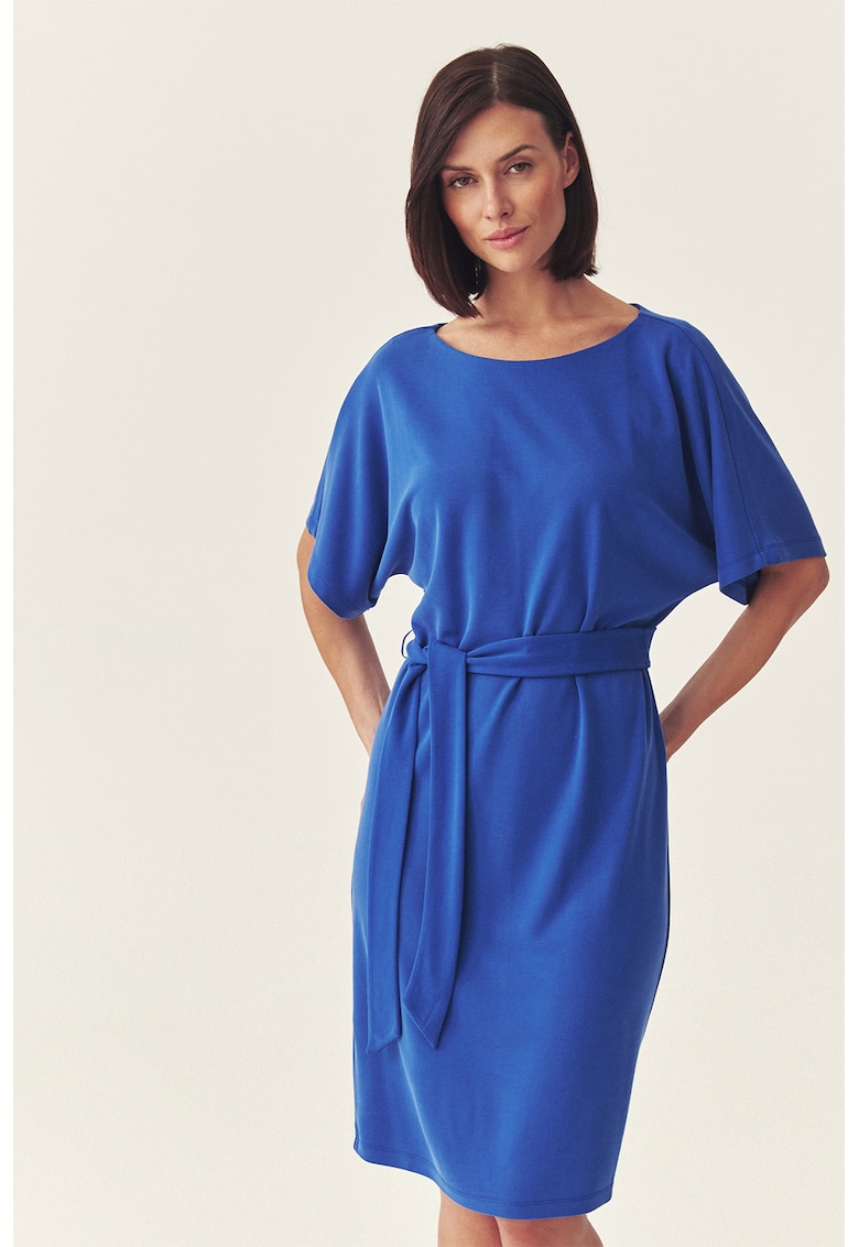 Rochie midi cu decolteu rotund - Albastru royal