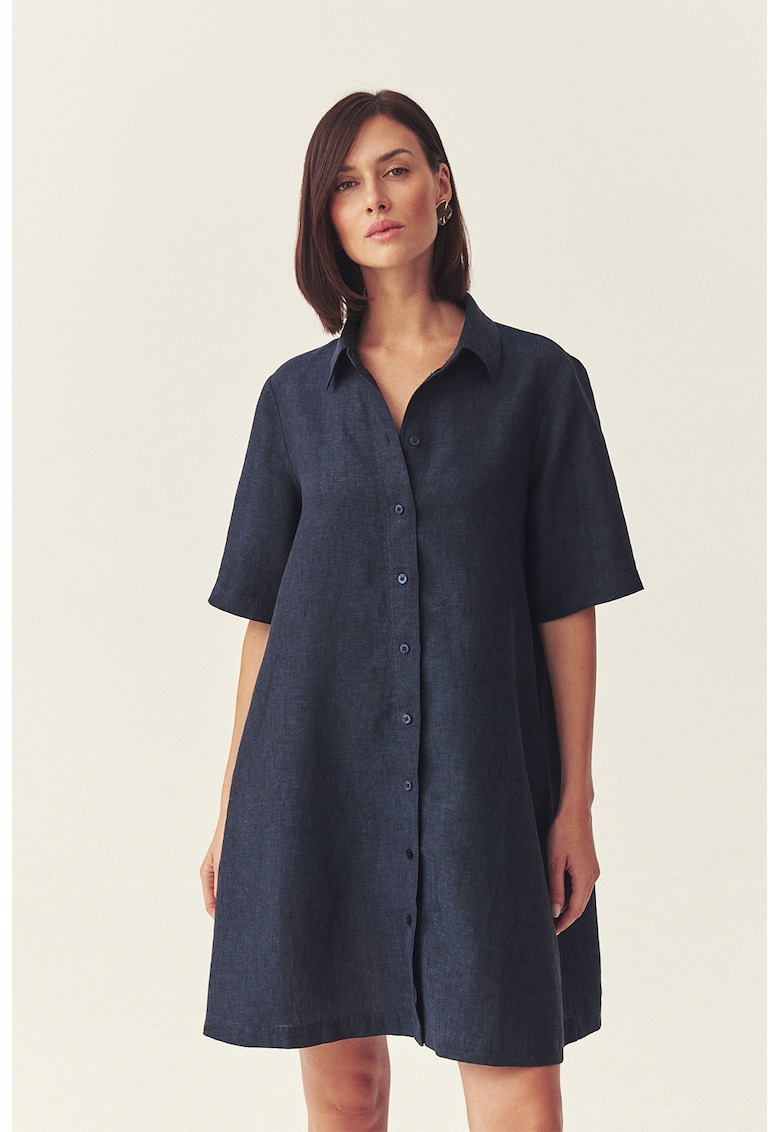 Rochie-camasa din in - Bleumarin