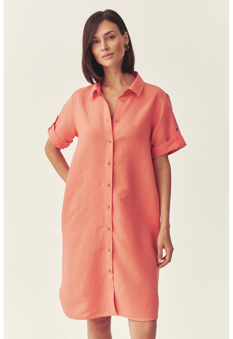 Rochie-camasa lejera din amestec de in - Coral
