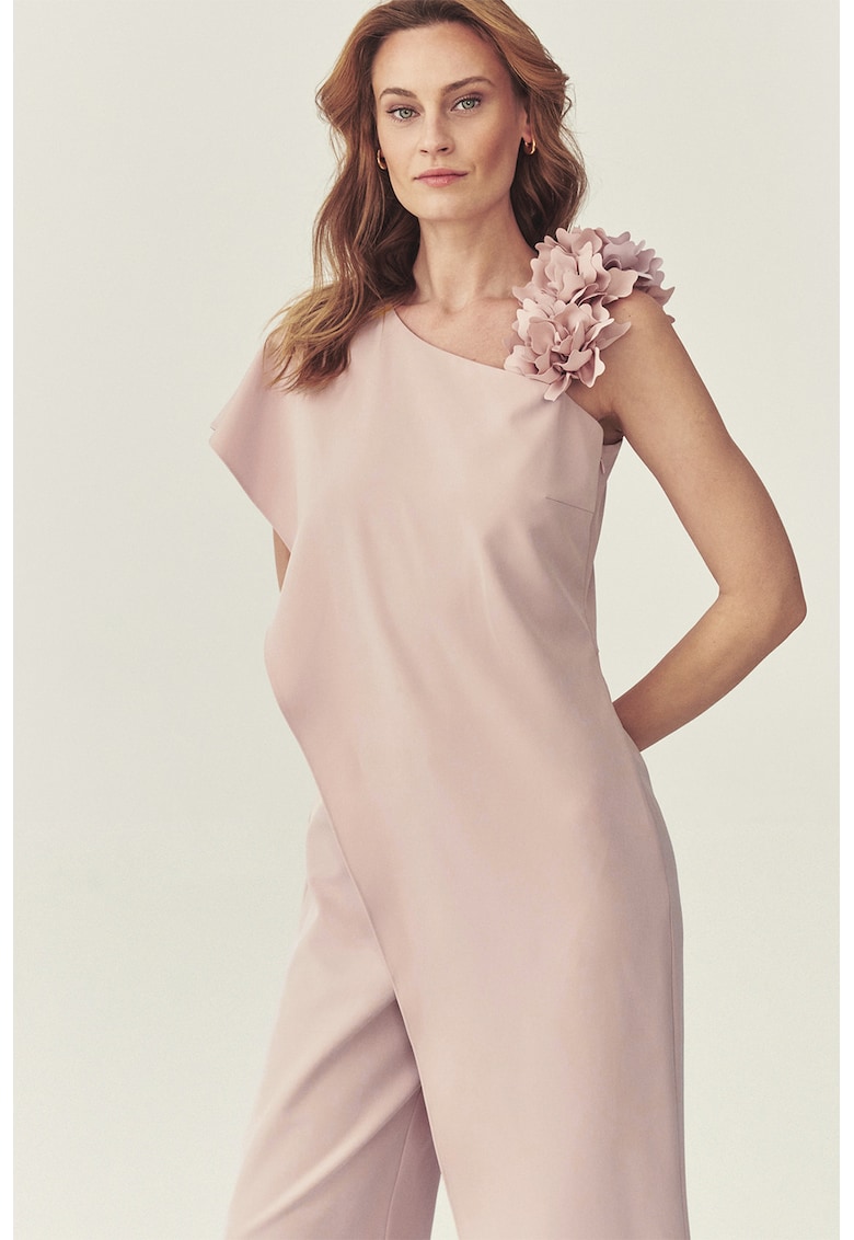 Salopeta lejera cu bareta decorativa - Nude rose
