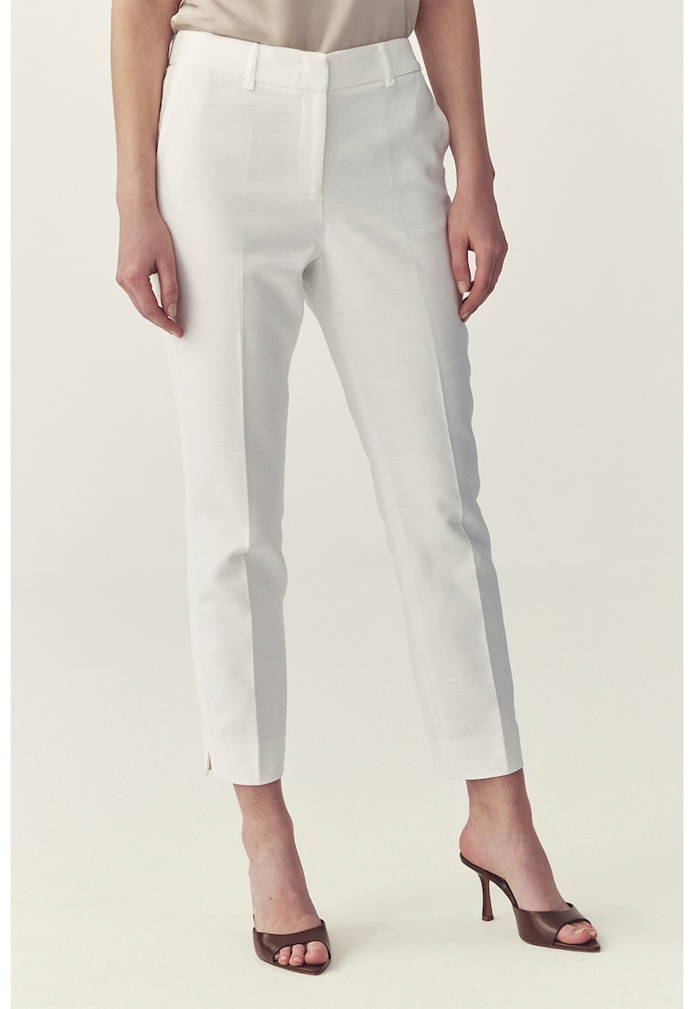 Pantaloni slim fit cu detalii cu pensa - Alb murdar