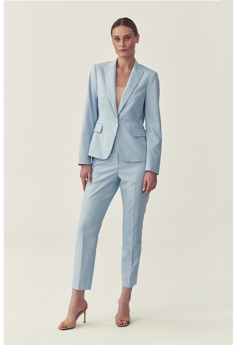 Pantaloni chino crop cu detalii cu pensa - Albastru deschis