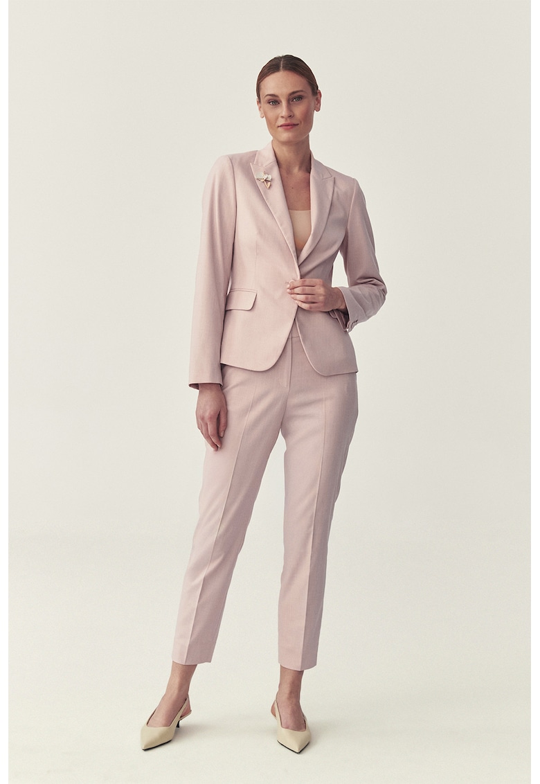 Pantaloni chino crop cu detalii cu pensa - Roz pastel