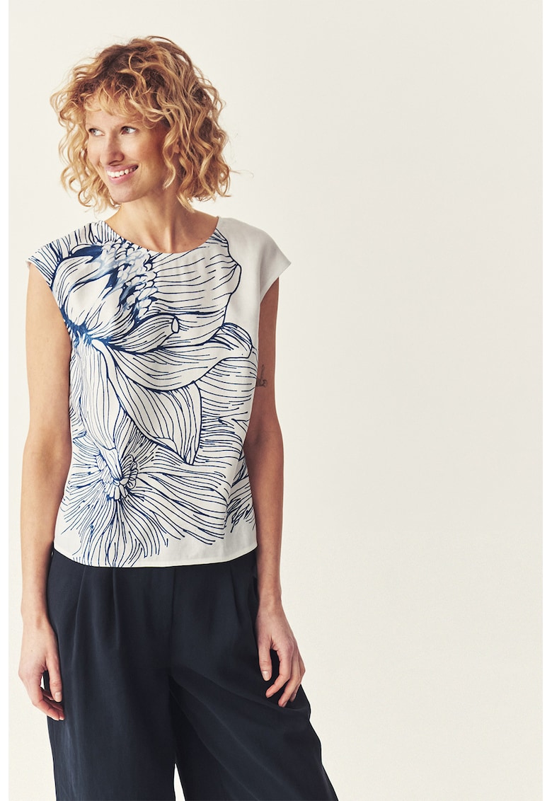 Bluza din bumbac cu model floral Tossa - Alb/Albastru
