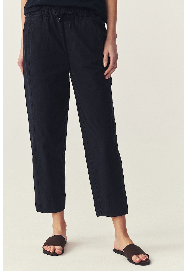 Pantaloni crop din amestec de bumbac cu croiala conica - Albastru ultramarin