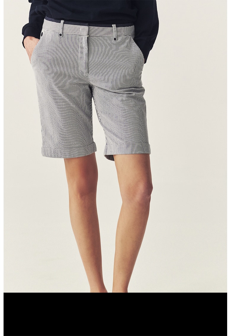 Bermude chino cu model in dungi - Alb/Bleumarin
