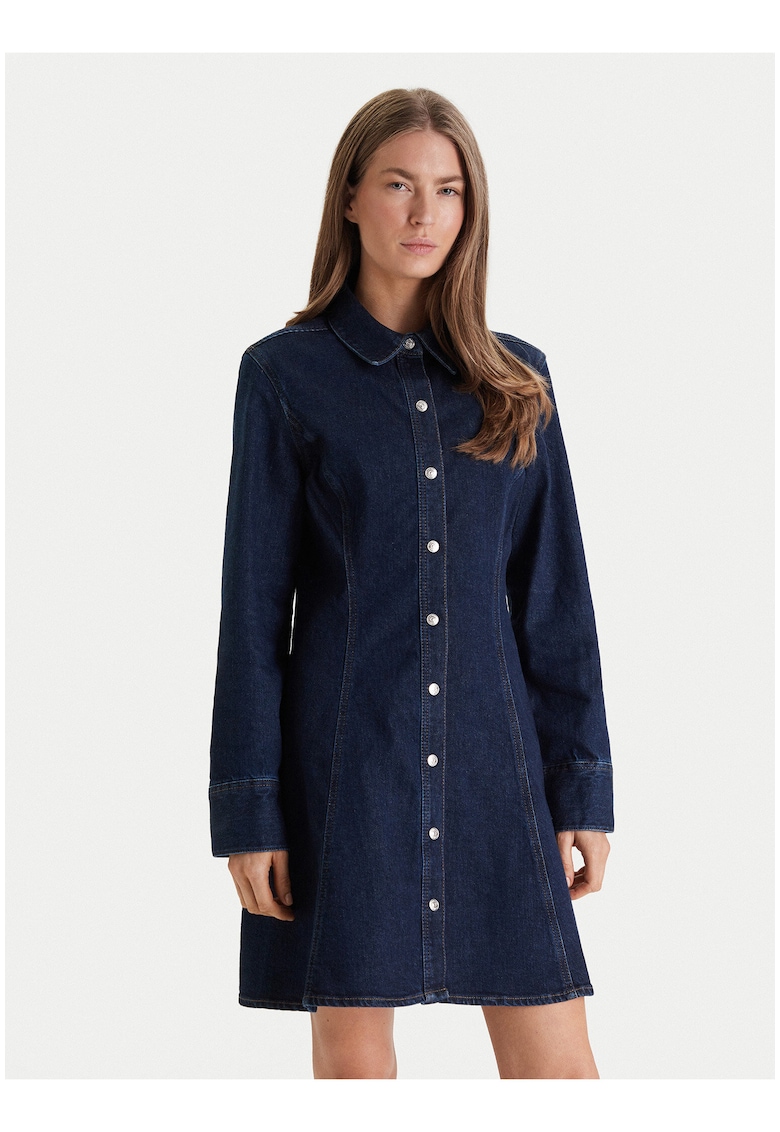 Rochie-camasa evazata din denim -