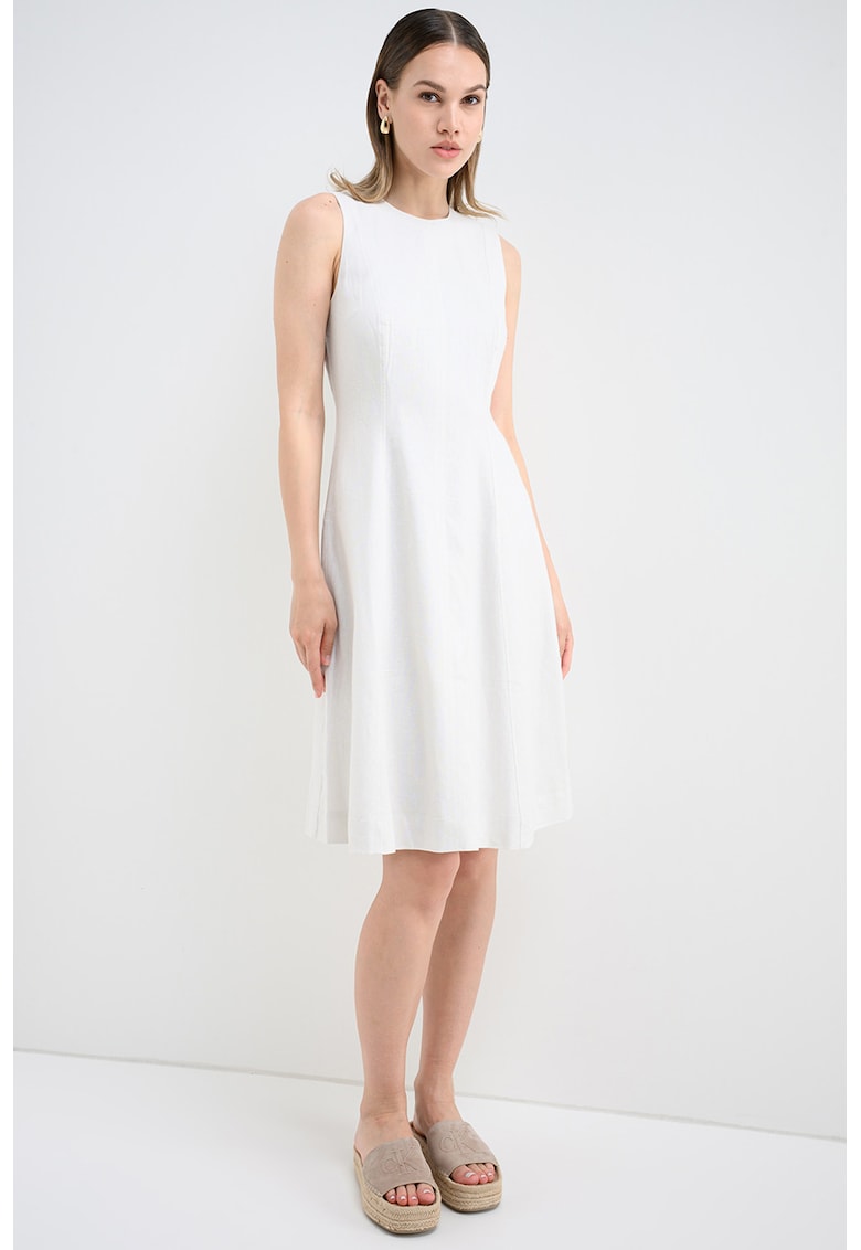 Rochie din amestec de in - fara maneci - Crem