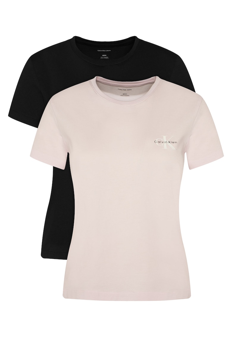 Set de tricouri din bumbac - 2 piese - Negru/Roz pal