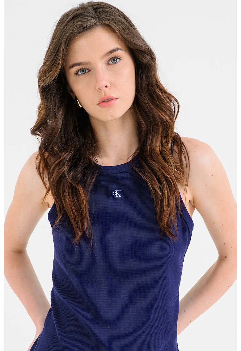 Top din amestec de bumbac - Albastru indigo