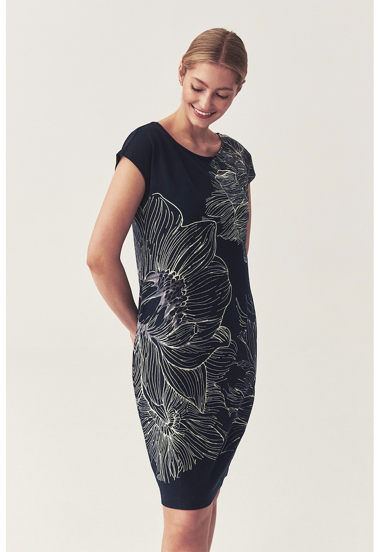 Rochie mini cu imprimeu floral - Albastru ultramarin/Crem