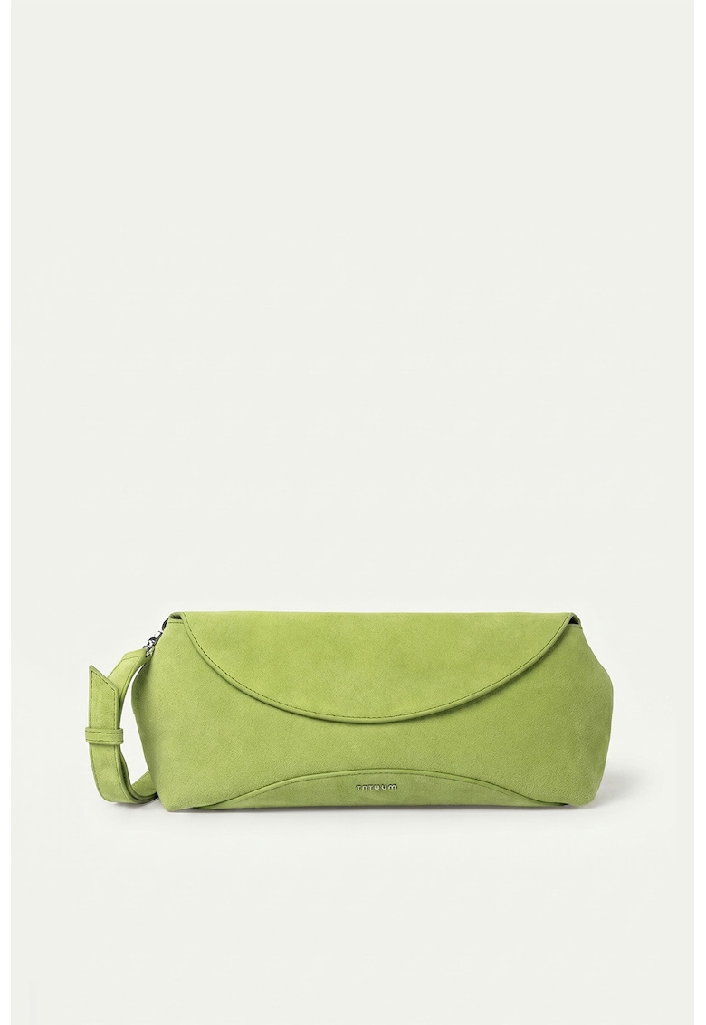 Blugi crossbody din piele intoarsa cu detaliu logo - Verde lime